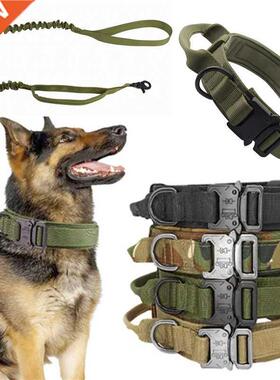 Durable Tactical Dog Collar Leash Set Adjustable Military Pe
