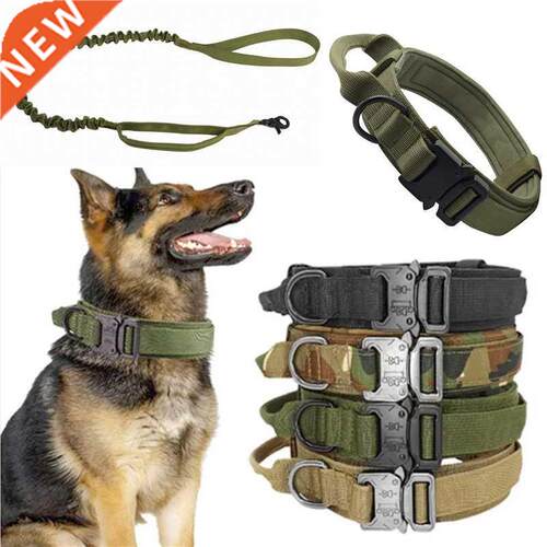 Durable Tactical Dog Collar Leash Set Adjustable Military Pe