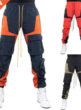 2021 European American New Multi-Pocket Overalls Pants Men's