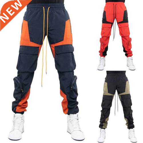 2021 European American New Multi-Pocket Overalls Pants Men's