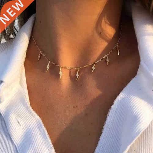 New Fashion Lightning Shape Gold Silver Color Pendant Neckla