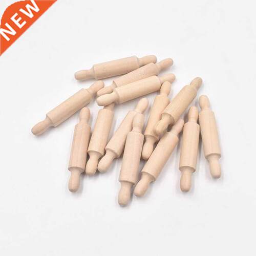10Pcs Miniatures Dollhouse Wooden Rolling Pin Sticks Mini Ki