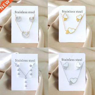 Crystal Moon Star Pendant Necklace and Stud Earrings Set Sta