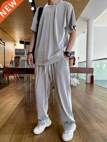Ice Silk Casual Suit Male Ins Tide Brand Straight Pleated Sp