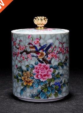 Tea Can Puer Container Teaware Home Decor Ceramic Floral