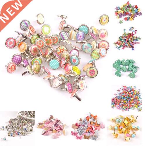 New Mix Pattern Round Metal Brads DIY Scrapbooking Crafts Ac