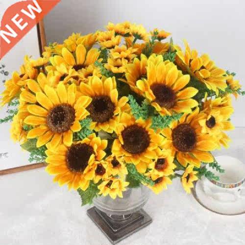 Autumn Decoration Yellow Sunflower Silk Artificial Flowers