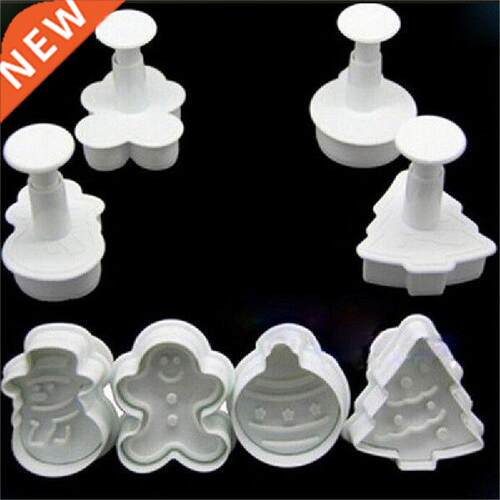 4pcs Biscuit 3D Plastic Push-type Christmas Parent-child