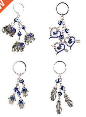 Elephant Palm Heart Blue Turki Evil Eye Pendant Keychain