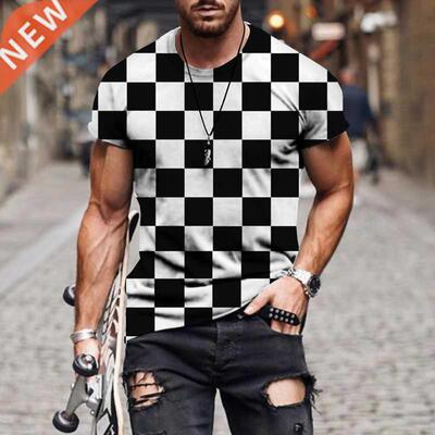 Summer D Printing T-Shirt for Men Lattice Ancient Mythical