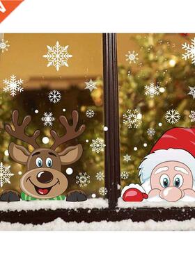 Christmas Window Decal Santa Claus Snowflake Stickers Winter
