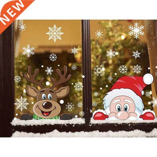 Christmas Window Decal Santa Claus Snowflake Stickers Winter