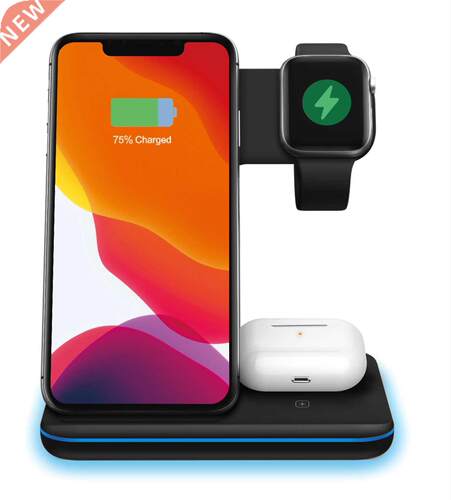 3 in 1 Wireless Charger Stand 15W Qi Fast Charging Dock Stat