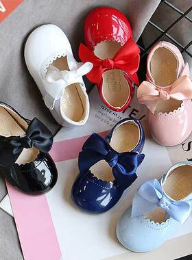 Baby Girls Shoes Patent Leather Princes Shoes Big Bow Mary J