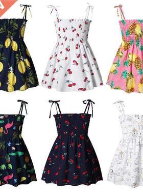 1-6 Y Children Girls Sleeveless Flower Print Sundress Kids C