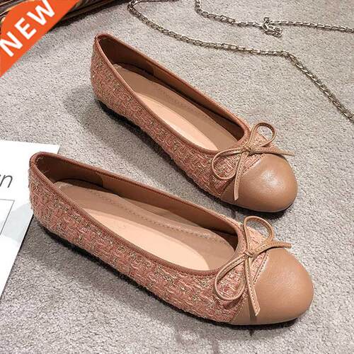 Mixed Colors Pig Toe Flats Women Round Toe Bowtie Ballets