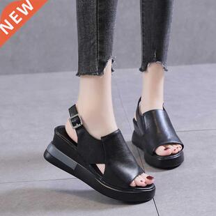 Summer Wedge Shoes for Women Sandals Solid Color Open Toe Hi