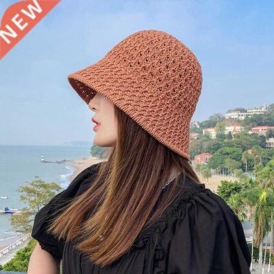 New Solid Color Handmade Crochet Floppy Top Summer Hats For