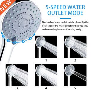 Adjustable Shower Head 5 Modes Jetting Rainfall Pressurized