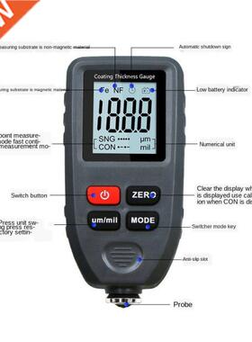 TC100 Coating Thickness Gauge 0.1micron/0-1300 Car Paint Fil