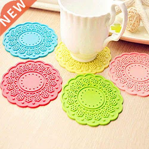 10Pcs Translucent Lace Flower placemats Silicone Table