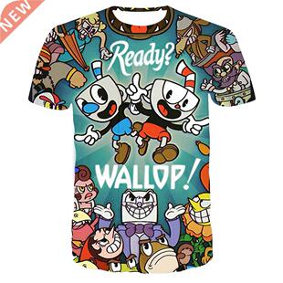 3D Cuphead Mugman Kids T-Shirt Print Girls Funny Clothes Boy