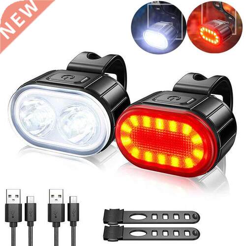 2PCS LED Bike Light Bicycle Front Rear lights USB Charge Hea