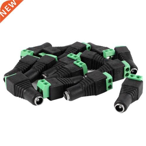 15 Pcs Black Green 5.5x2.1mm Female CCTV DC Power Connector