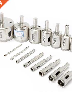 15Pcs 3-50mm Drll Bt Hole Saw Cutter Tool Glass Marble Cer