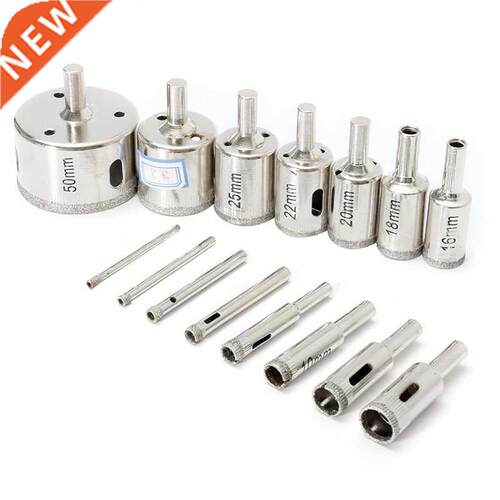 15Pcs 3-50mm Drll Bt Hole Saw Cutter Tool Glass Marble Cer