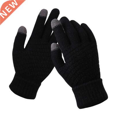 Touch Screen Gloves Women's Winter Knitted Plush Jacquard Th