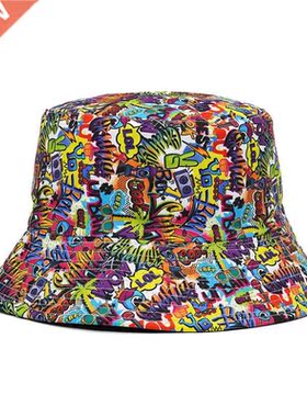 2022 New Summe Gaffiti Bucket Hat fo Women Men Skull Flo