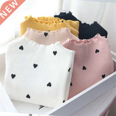 Cotton Girls T-irt Long-sleeve Baby Kids Turtleneck Bottom