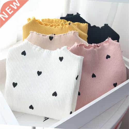 Cotton Girls T-irt Long-sleeve Baby Kids Turtleneck Bottom