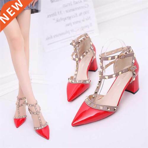 Women's shoes 2021 summer sandals pointed patent leather riv