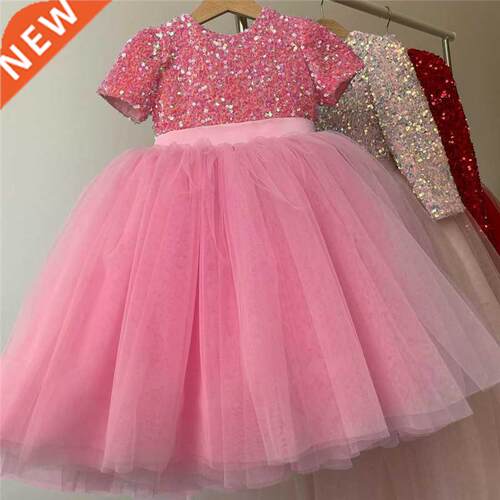 -8 Years Princess Dress Sequin Party Chidlren Clothes Flowe
