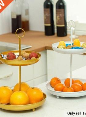 2 Tier Iron Art Fruit Plate Home Party With Handle Modern