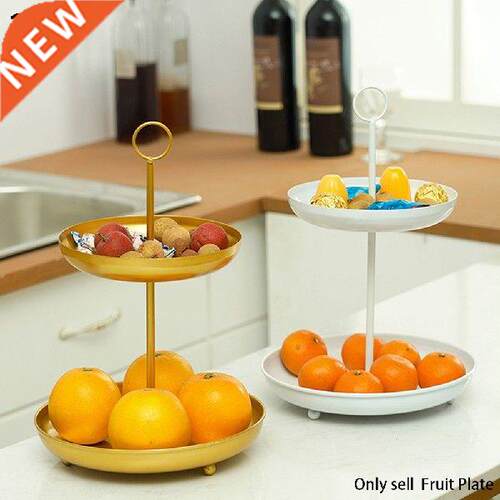 2 Tier Iron Art Fruit Plate Home Party With Handle Modern