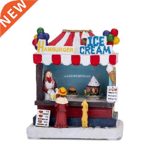 LED Music Box Ornament Ice Cream House Ornament Resin