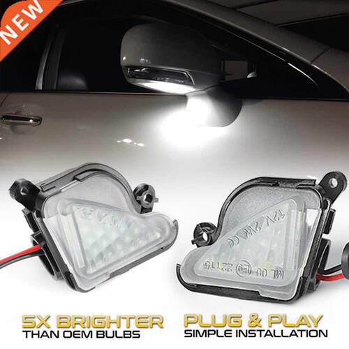 2Pcs 6000K White LED Under Side Mirror Light Puddle Lamps Fo