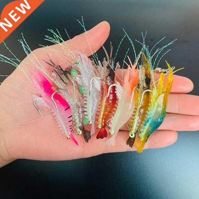 1pcs 8cm Luminous Shrimp Silicon Soft Artificial Bait With H