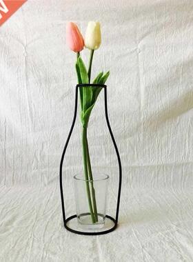 Froot Iron Wll Hnging Shelf Glss Flower Vse Holder Home