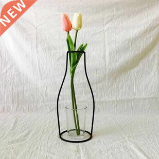 Froot Iron Wll Hnging Shelf Glss Flower Vse Holder Home