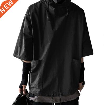 Hooded T shirt Men Summer Korean Half Sleeve Pullover Top So