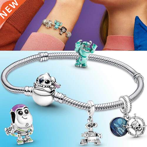 S925 Silver Charm color crayon gold fly key Charm Fit for Or
