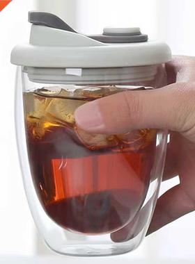 Leak Proof Double Wall Glass Cup With Airtight Silica Gel Li