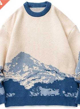 Men Hip Hop Setwer Hrjuku Sweter Vintge Jpnese Style