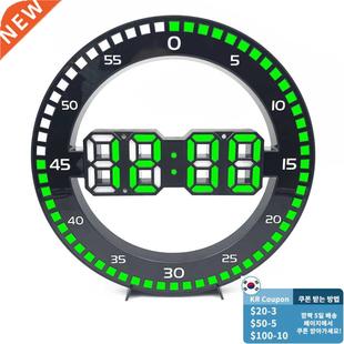 Silent 3D Digital Circular Luminous LED Wall Clock Alarm wit