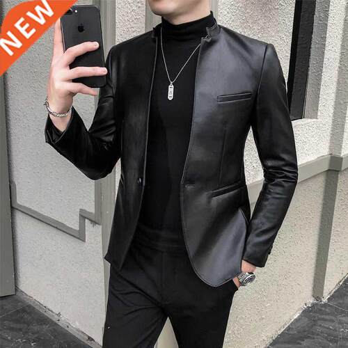 2021 Brand clothing Fashion Men's High quality Casual leathe