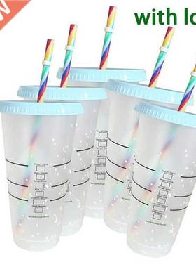 710ml Staw Cu With Lid With Logo Coffee Cu eusable Cus